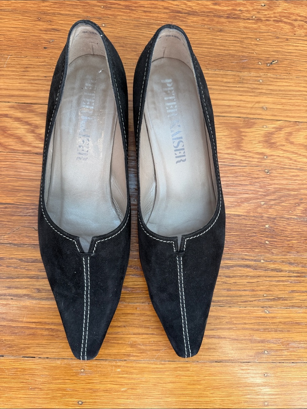 Peter Kaiser pointed toe suede kitten heel